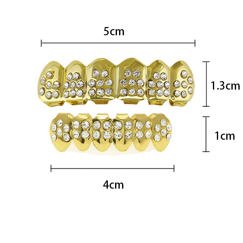 Cross-border European and American braces, hip-hop accessories, zircon braces, fashionable and exaggerated hip-hop style, supplied by hip-hop manufacturers details Picture