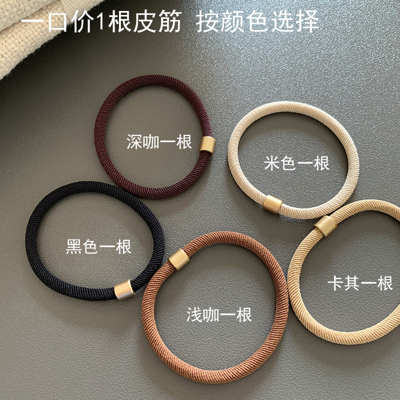 Korean-style durable thick threaded gold buckle leather band, daily basic hair band, hair tie, ponytail base hair tie, head tie Specification drawing