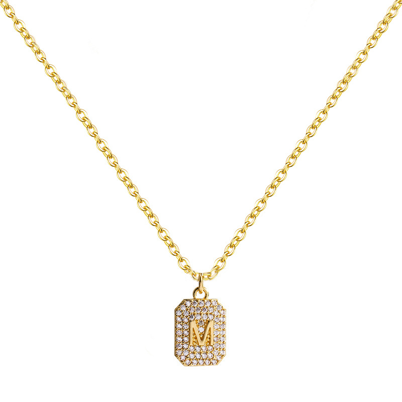 Wholesale M-letter titanium steel necklace for women, exquisite pendant, fashionable ins style, high-end collarbone chain, high quality Item Picture