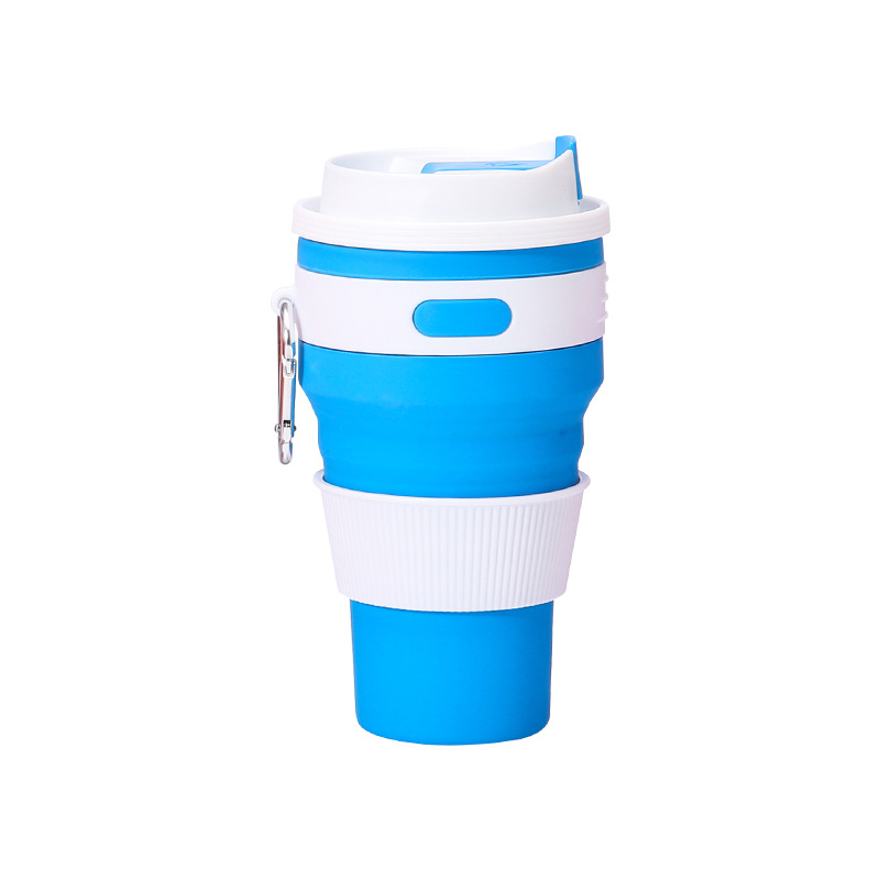 Outdoor foldable portable silicone coffee cup, shockproof food-grade eco-friendly beverage cup, silicone water cup with lid Item Picture
