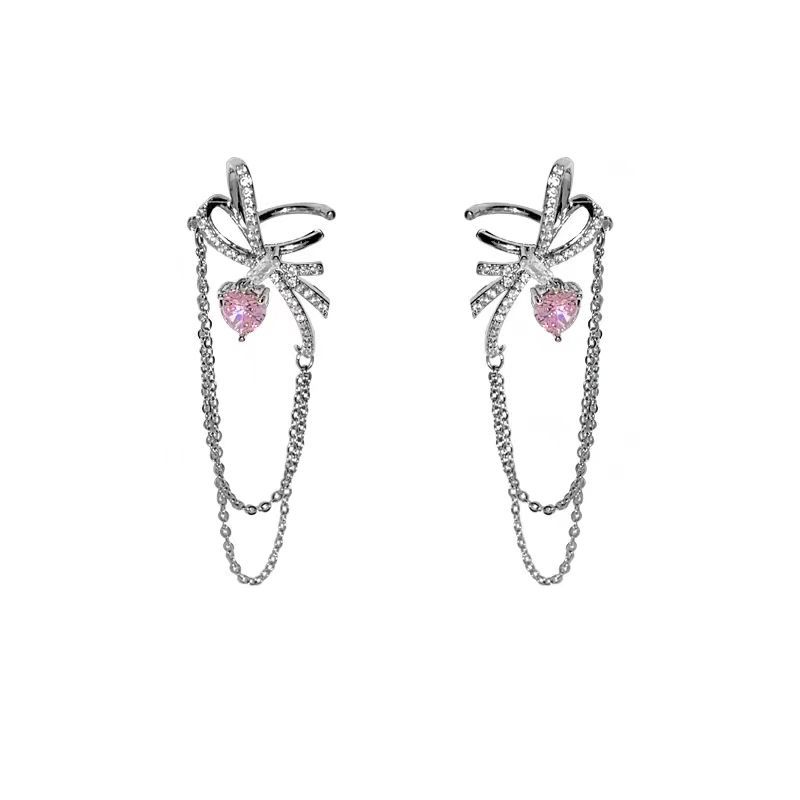 Be happy every day! Sweet butterfly tassel ear bone clips, light luxury style, no ear holes, high-end women's earrings Item Picture