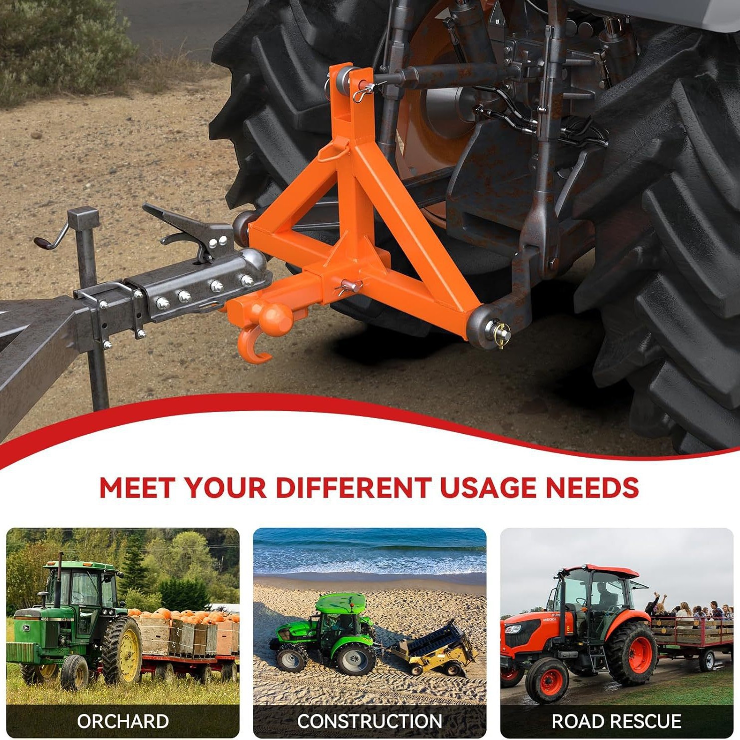 3.2 "Trailer hook receiver with towing ball hook heavy-duty tractor towing rod quick hook accessory Application Scenario