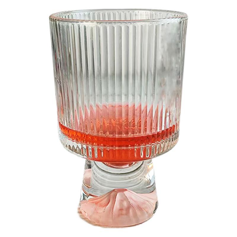 Pink mountain glass cups, water cups, high-end, niche and creative high-legged drink cups, coffee cups, ice cream cones, wine glasses Item Picture
