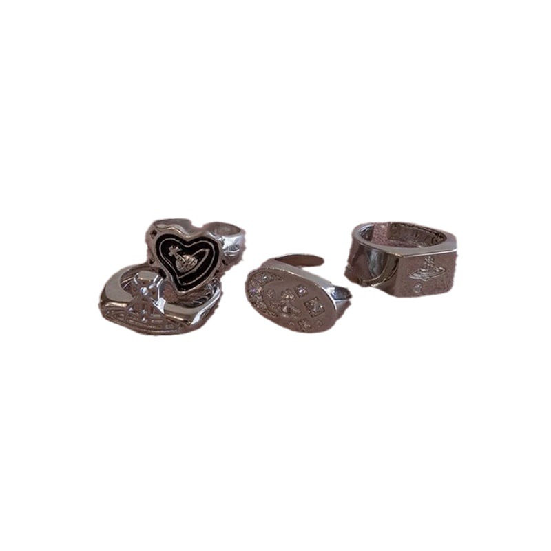A retro, unique and niche design three-dimensional Saturn open ring for women, fashionable, exquisite, trendy and cool food rings Item Picture