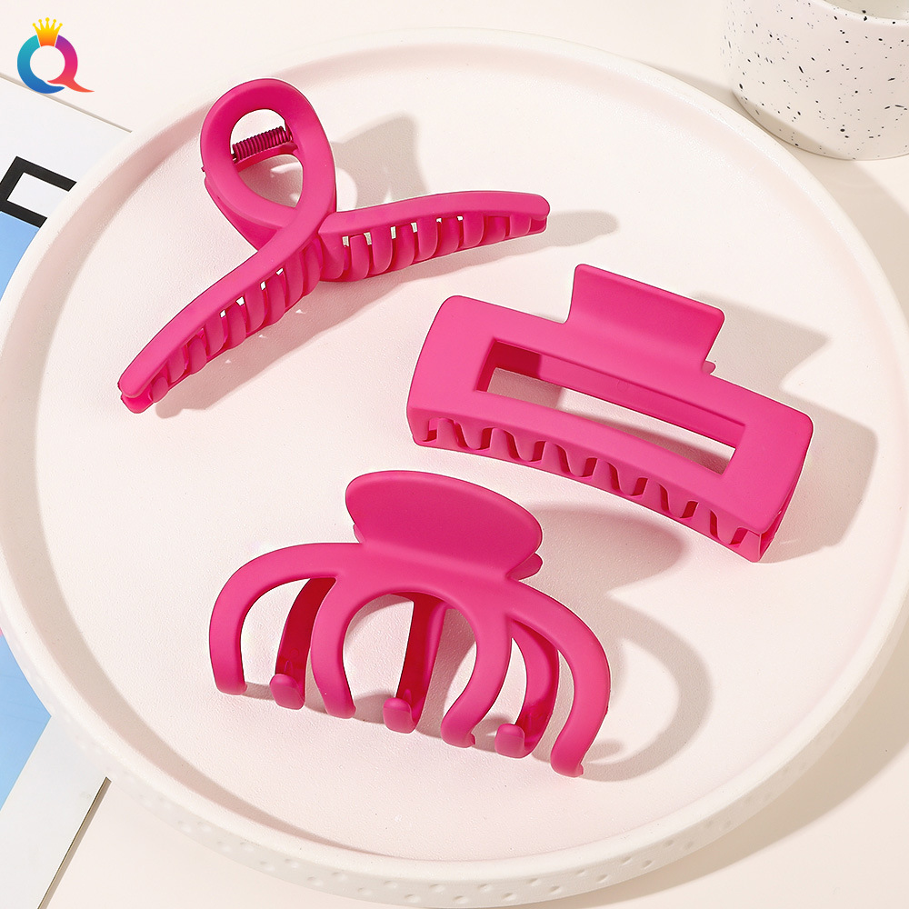 Wholesale of Qiyue large hair clips, shark clips, Korean rose red series hair clips, curls, matte hair clips, hair clips and hair accessories Specification drawing