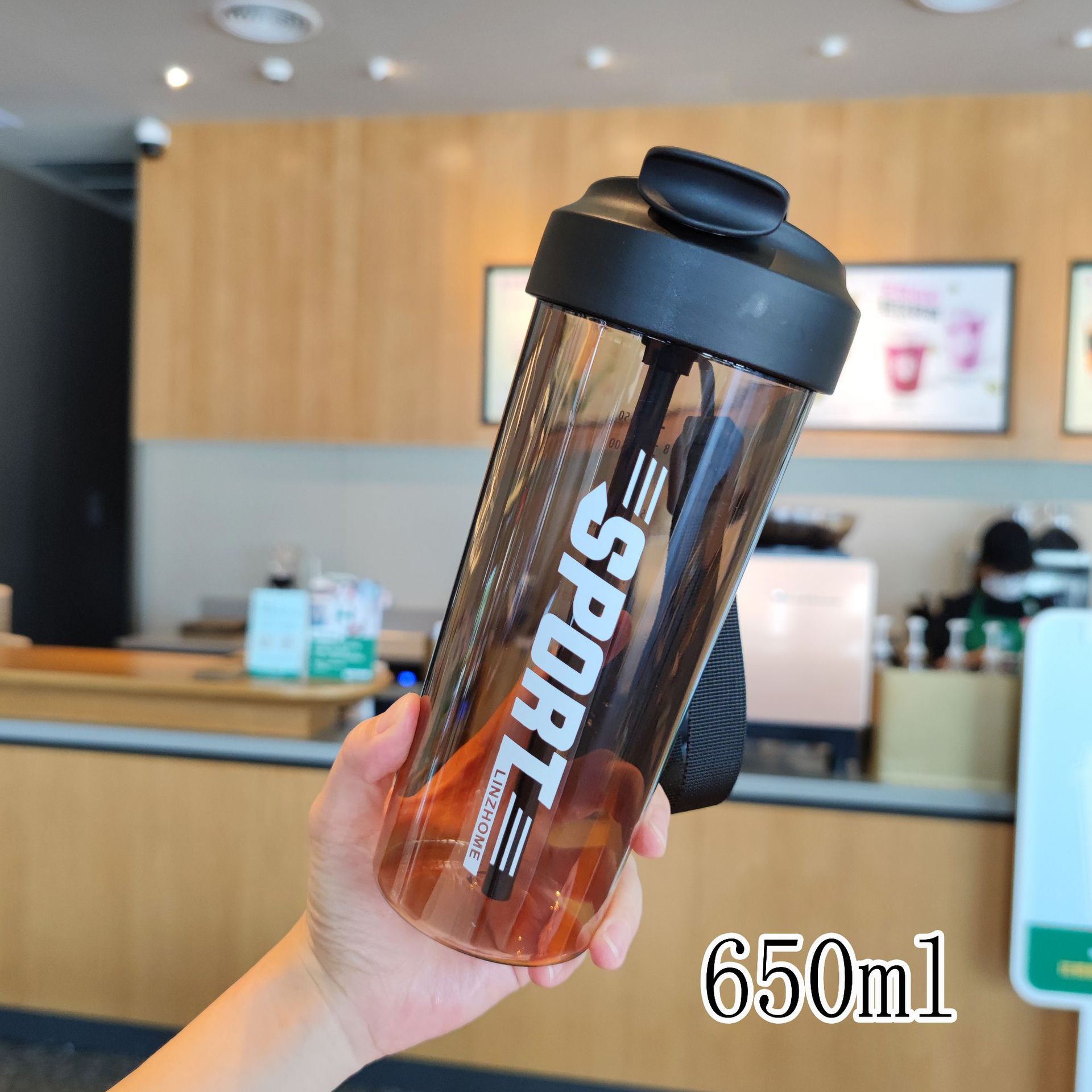Wholesale of new high-appeartion-level Korean portable coffee cups, double drinking cups, student milk tea cups and portable plastic cups Specification drawing