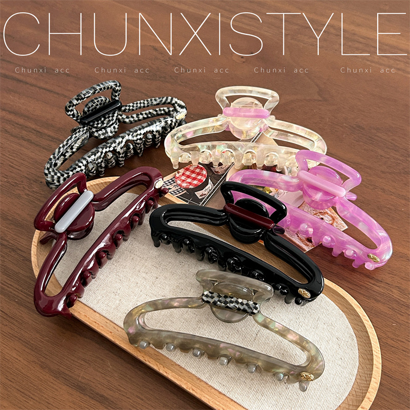 YD Cupid's Arrival ~ Acetate Grab Clip Women 2025 New High-end Shark Clip Spring/Summer Hair Clip Back Head Hair accessory details Picture