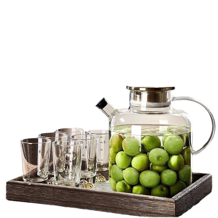 Japanese-style cold water kettle glass set, high-temperature resistant teapot, cold water kettle, household refrigerator kettle, large-capacity summer water kettle Item Picture