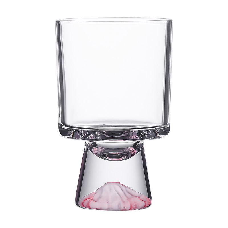 Pink limited edition mountain glass cup, high-end, niche, slightly tipsy cup, highball cup, wine glass, dessert coffee cup, beverage cup Item Picture