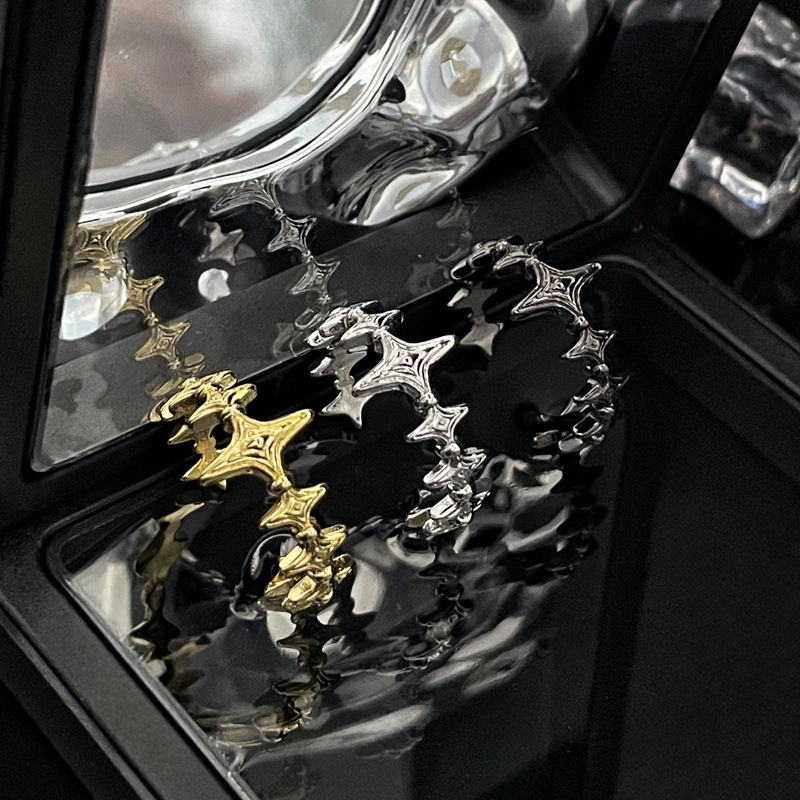 High-end retro starlight cross stacked ring for women, simple and unique design, versatile texture open ring Specification drawing