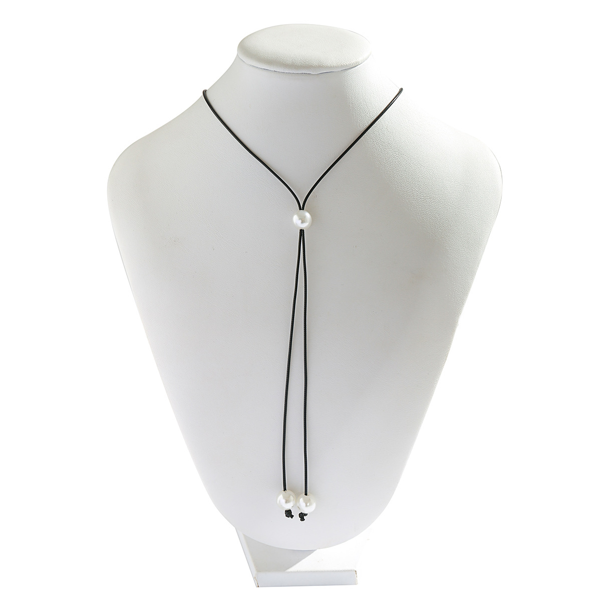 European and American cross-border jewelry: Simple wax thread tassel knot choker personalized necklace, Baroque imitation pearl necklace Item Picture