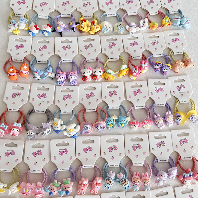 The cartoon cute children's hair band is highly elastic and durable. It won't damage the hair of girls and babies. Tie the hair with a hair band Specification drawing