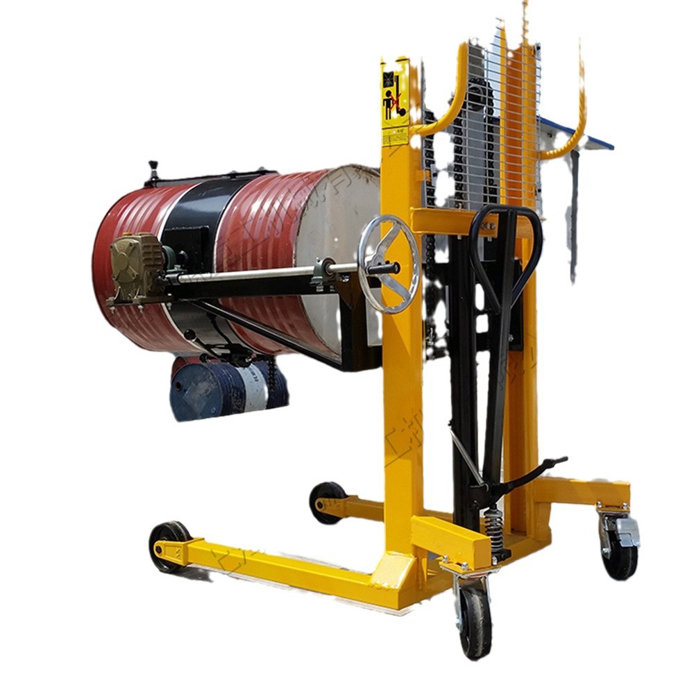 Foot-operated four-wheel hydraulic dump truck, hand-pushed shelf stacking and lifting vehicle, electric oil drum handling vehicle Item Picture