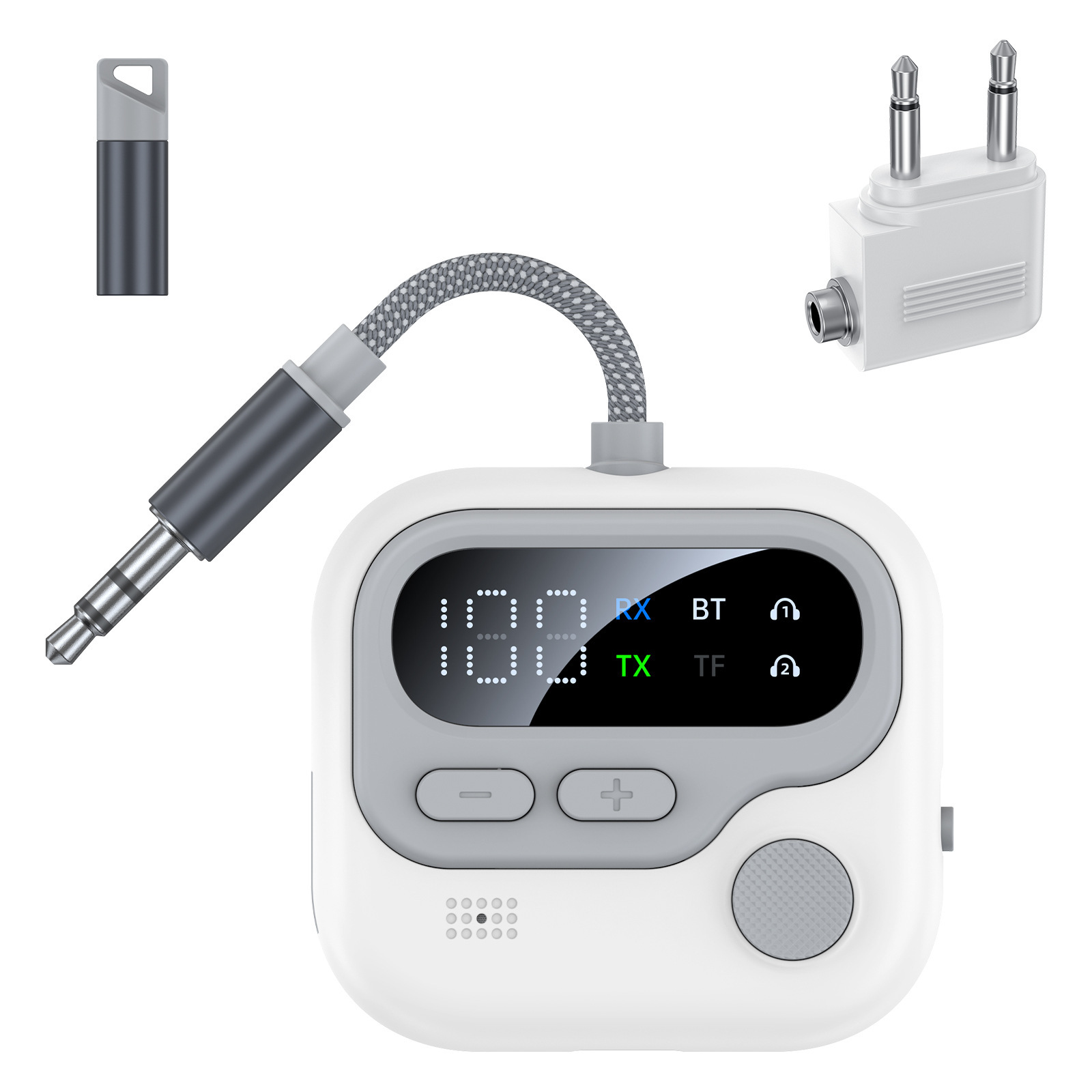 Aviation headphone audio converter, aircraft travel headphone adapter, aircraft-specific Bluetooth adapter transmitter Specification drawing