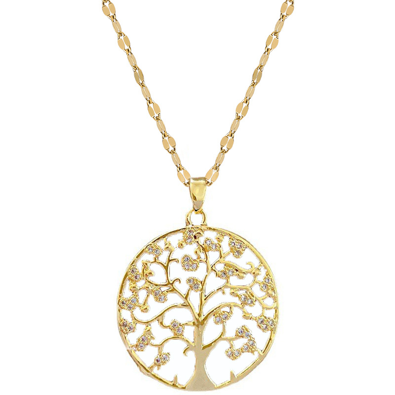 【 Titanium Steel 】 Circular Big Tree Light Luxury Cross-border Banquet Wedding necklace, versatile collarbone chain for female Internet celebrities, titanium steel chain Item Picture