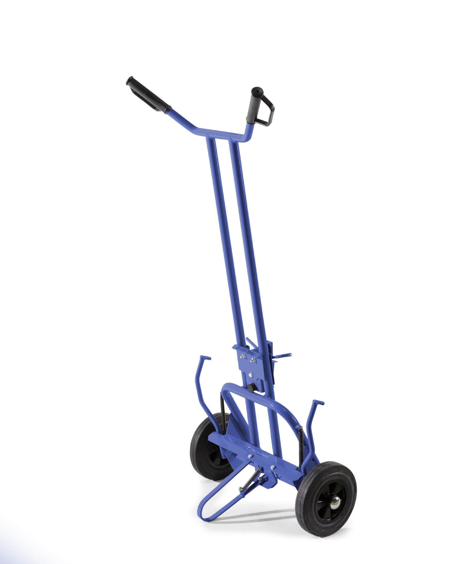 DENIOS steel round drum trolley, 205L iron and plastic drum handling trolley, oil drum unloading trolley, manual trolley undefined
