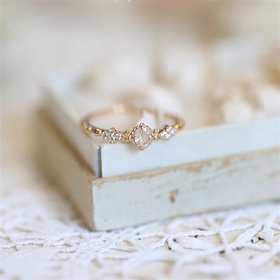 Rose Time Super Fairy Champagne nude pink Zircon ring for women, 925 sterling silver, exquisite, light luxury and high-end open ring details Picture