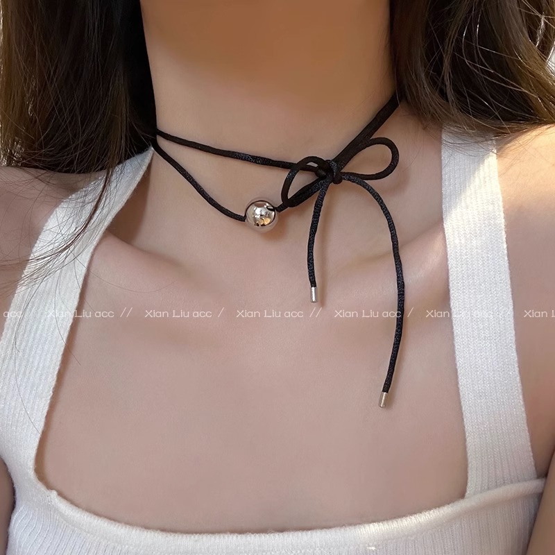 Sunflower Oni silver round bead necklace for women 2023 new style collarbone chain, niche choker necklace Specification drawing