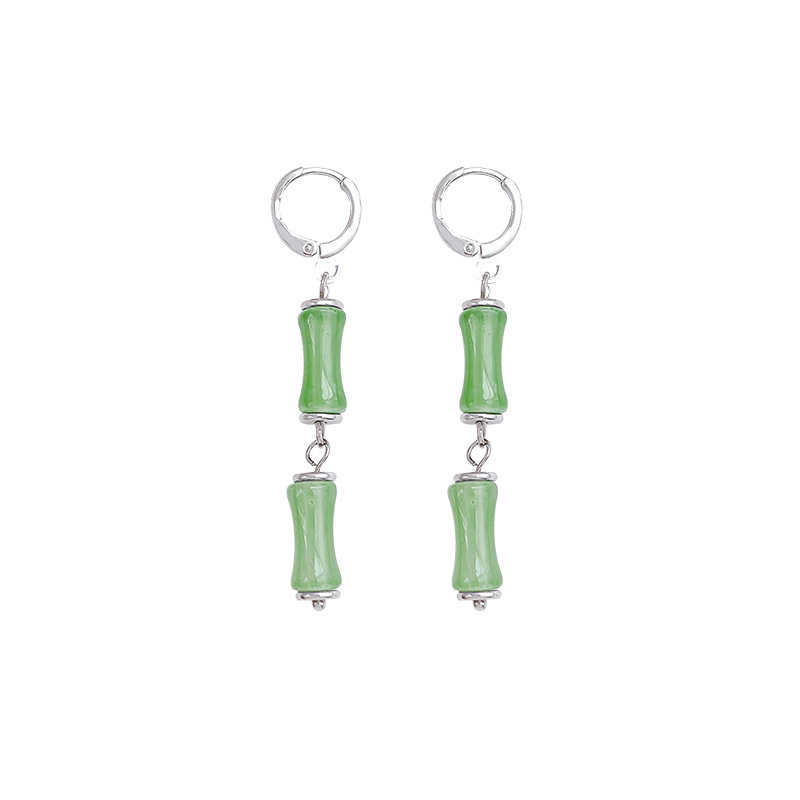 New Chinese-style bamboo joint tassel earrings for women, unique and individualistic earring design, retro and trendy, versatile earrings Item Picture