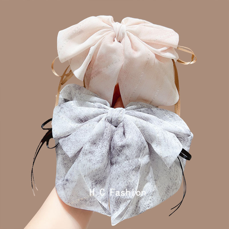 Fashionable and high-end, flowing chiffon bow ribbon hair clip, lazy person's hair clip, elegant ponytail hair clip at the back of the head Specification drawing