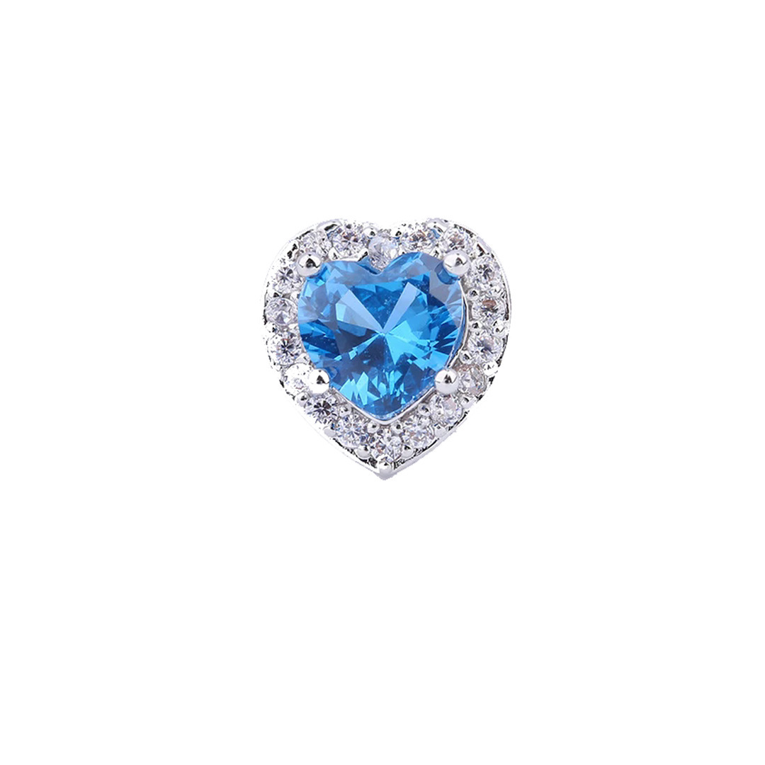 Exquisite blue heart-shaped zircon ear studs for women's sweet and cool style, versatile and high-end ear bone studs, unique best-selling earrings wholesale Item Picture