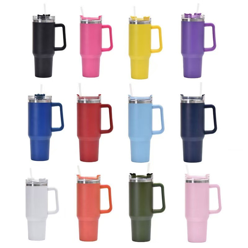 Amazon's best-selling 40oz handle car cup, stainless steel insulated ice cube cup, giant large-capacity insulated water cup details Picture
