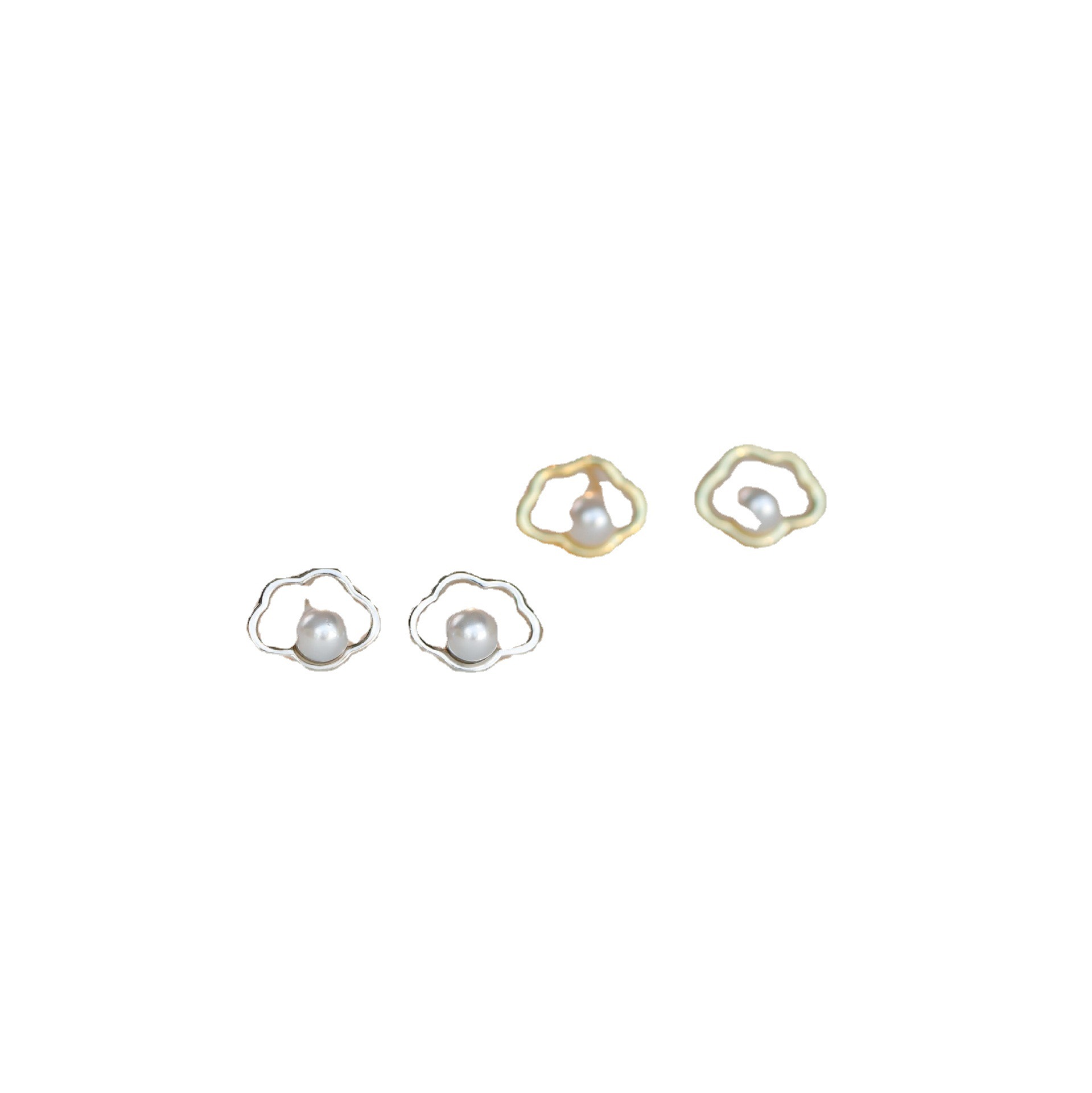 s925 simple, exquisite and small cloud pearl stud earrings are sweet, fresh, cute and versatile, fashionable and light luxury earrings for women Item Picture