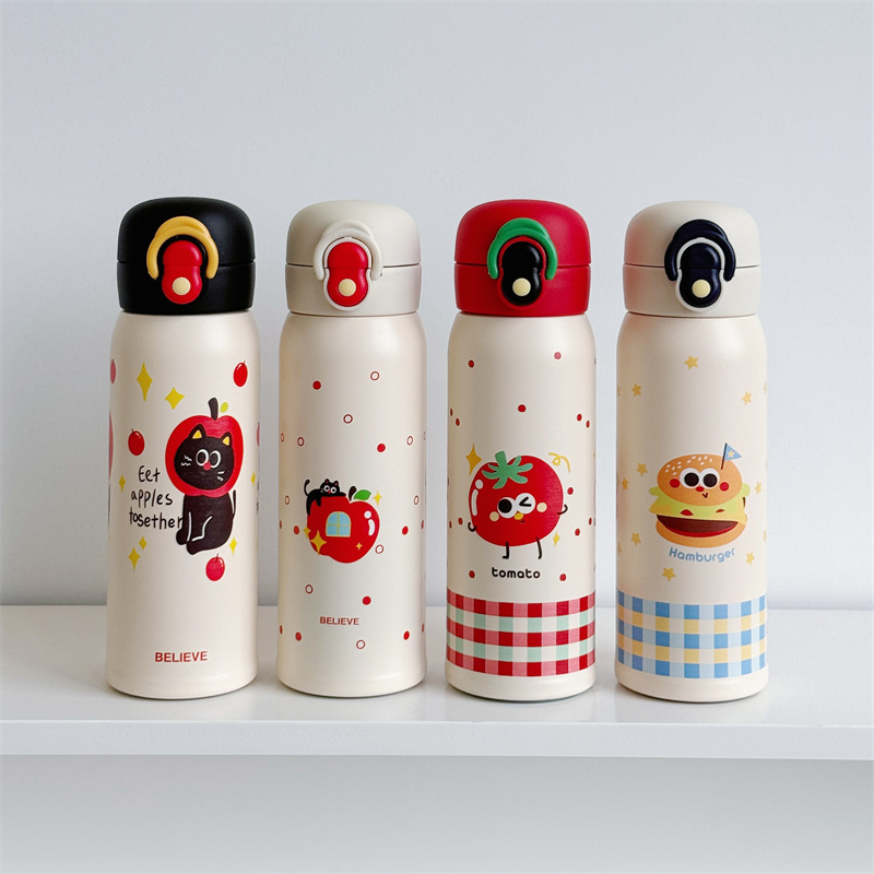 2025 Cute and Portable student and Children's Insulated Cup, Girls' High Appearance Level Straw Water Cup, Stainless steel handle bouncy cup Specification drawing