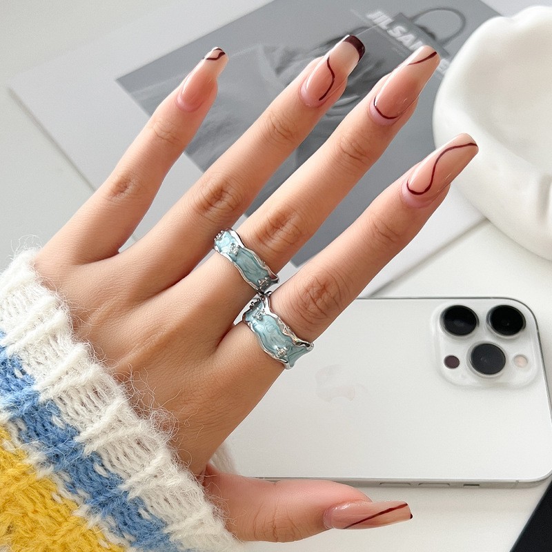 High-end texture enamel drop glaze, niche design open ring, women's Instagram, cold style, simple and individual food ring Specification drawing