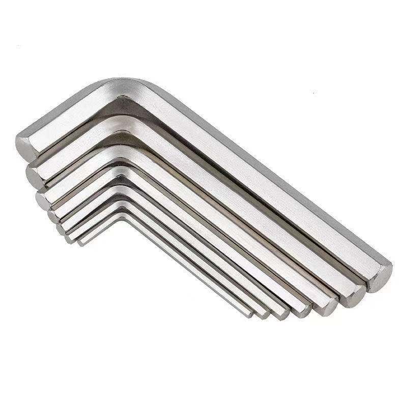 Household L-shaped flat head hex socket wrench, galvanized stainless steel auto repair hardware tool, plum blossom type hex socket wrench Item Picture