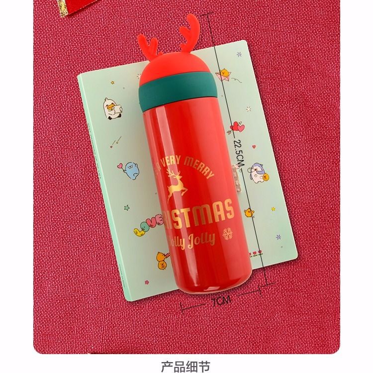 Christmas antler insulated cup, 304 stainless steel waterproof cup, children and students cartoon creative portable gift cup details Picture
