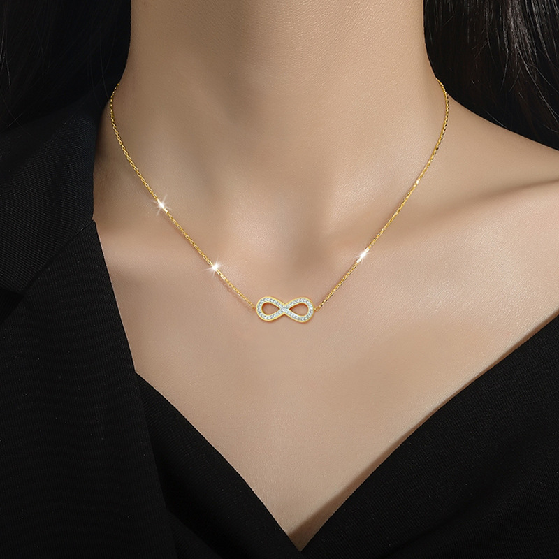 【 All-titanium Steel 】 Bow eyes, minimalist style, real gold necklace inside the furnace, female Instagram influencer collarbone chain accessory Specification drawing