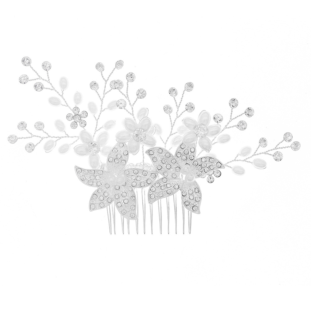 Korean-style forest-themed bridal accessories, alloy pearl hand-combed, luxurious diamond-encrusted, photography photo style, updo headwear Item Picture