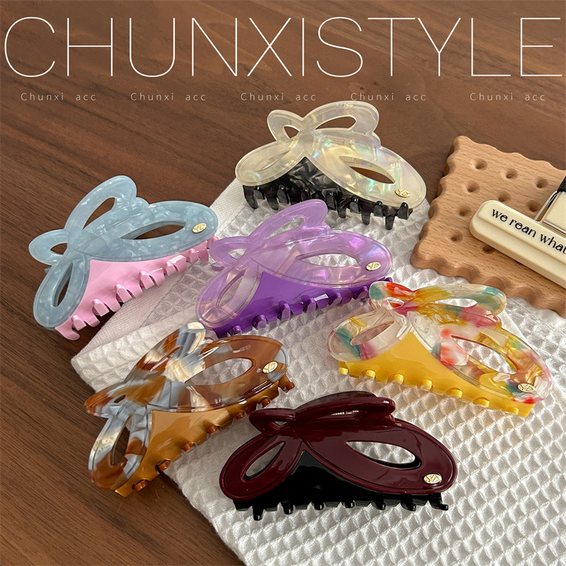 YD Double-piece retro high-end acetate large butterfly grab hair clip 2025 new style shark clip hair accessory at the back of the head details Picture