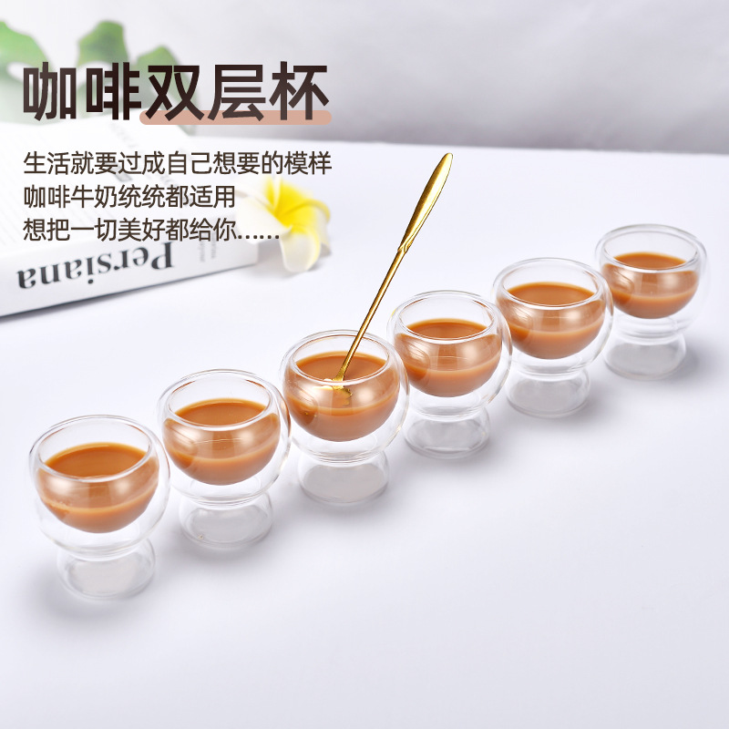 Simple and high-appearance-level borosilicate 80ml espresso double-layer coffee cup, Cappuccino European latte art coffee cup 80ml details Picture