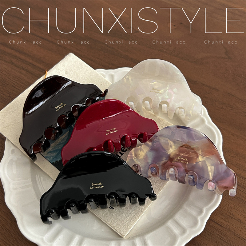 Korean retro acetate gripper, medium-sized iriered shell, high-end shark clip, children's back head hair clip and hair accessory full figure
