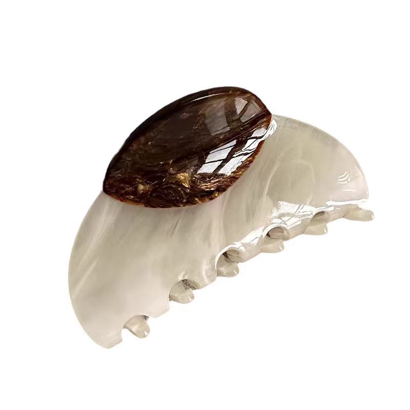 A medium-sized, color-blocked, acetate hairpin with a French high-end style, half-tied hair clip at the back of the head, shark clip women's headpiece Item Picture