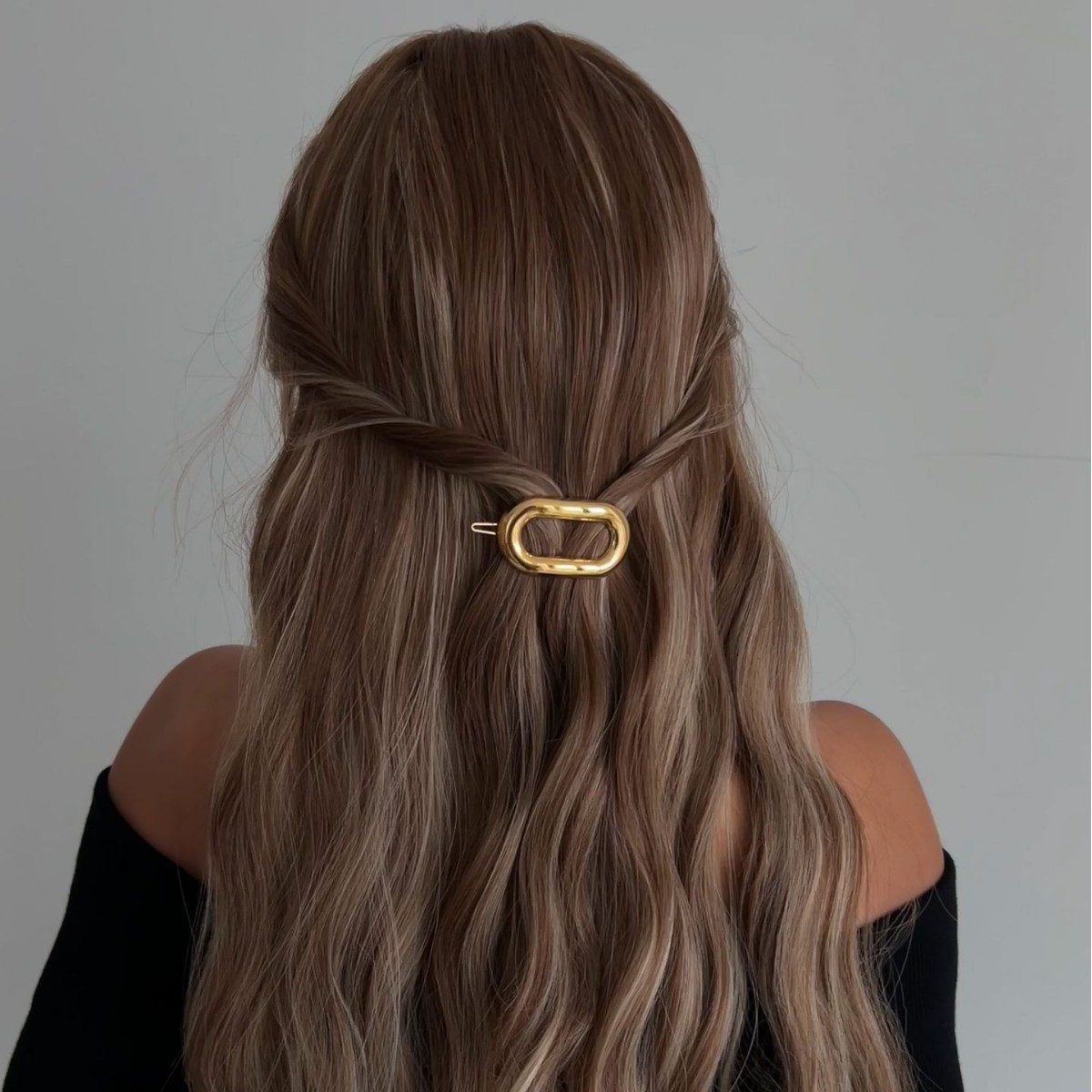 New cross-border European and American luxurious metal geometric irregular round hair clips for women's casual and versatile use details Picture