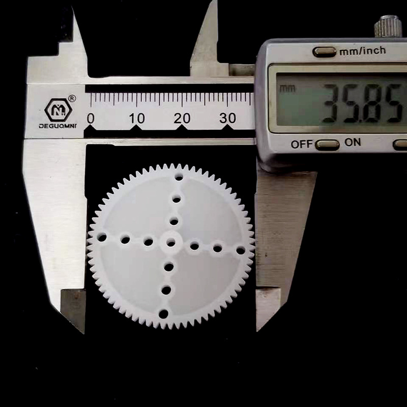 0.5 module single-layer gear, large spur gear, toothed tooth wheel, 70 teeth, 2mm hole, tightly fitted toy transmission parts Specification drawing