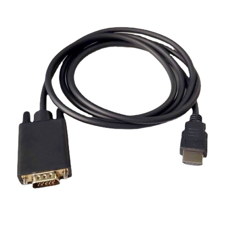 Factory wholesale 1.8-meter HDMI TO VGA adapter cable for computer display of 1080P high-definition video HDMI to VGA full figure