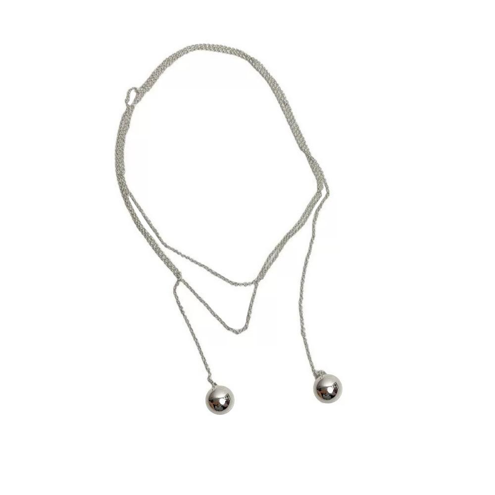 A minimalist double-round long necklace and waist chain for women, with a unique and fashionable look, is a versatile necklace and sweater chain Item Picture