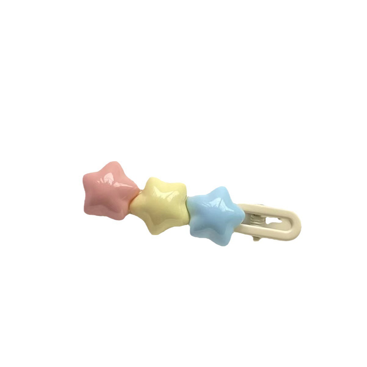 Cream-style five-pointed star cute hair clips, children's back head broken hair clips, forehead bangs clips, primary school hair clips Item Picture