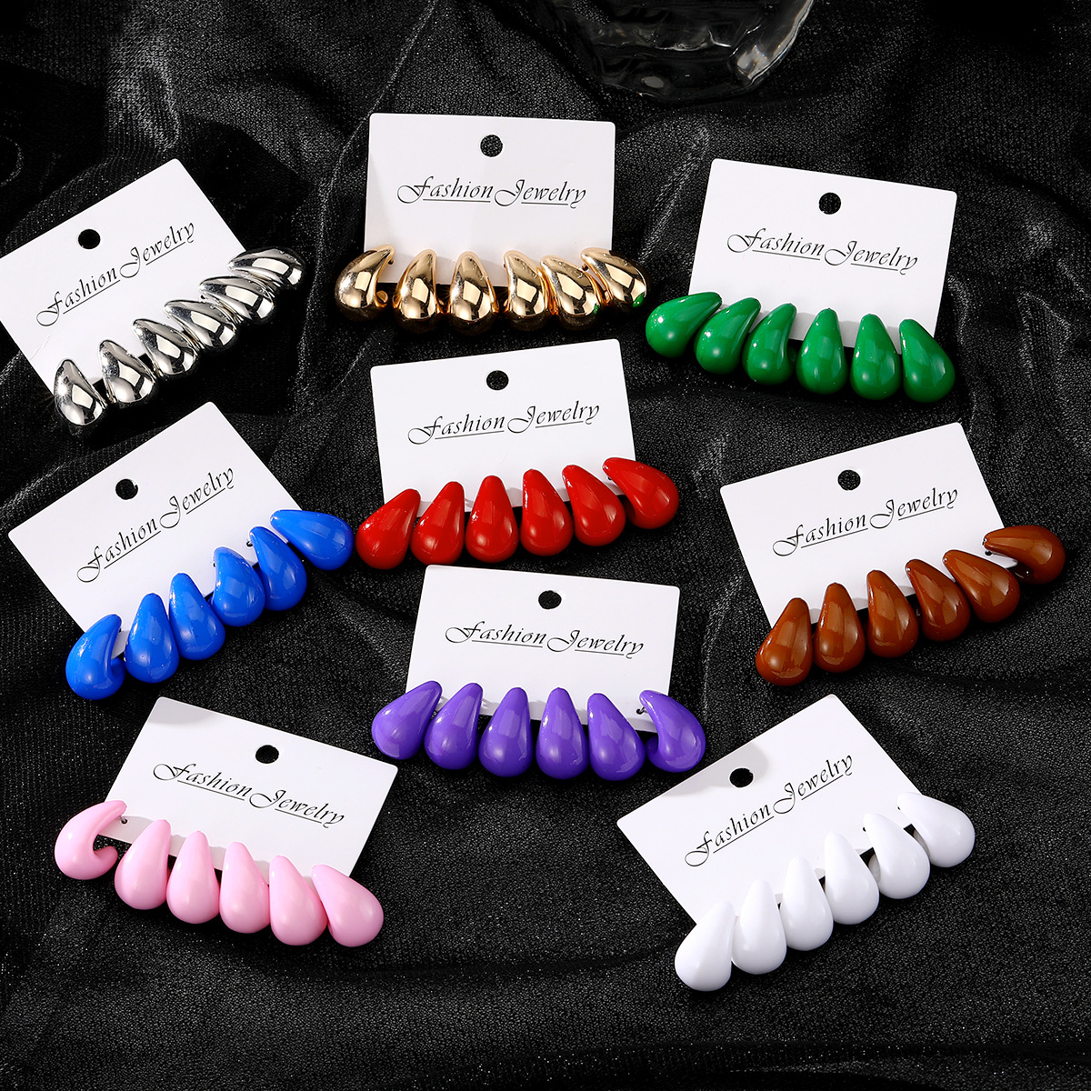 Amazon's best-selling teardrop earring set, a niche European and American high-end design earring, fashionable and versatile commuting earrings Specification drawing