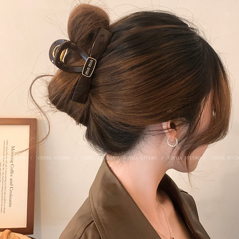 miumiu bow tie hair clip, large new bow tie hair bun, back of the head, high-end letter shark clip Specification drawing
