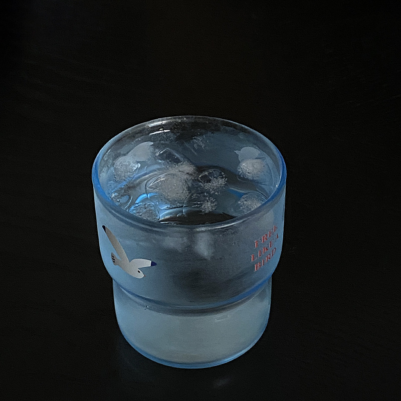As free as a bird ~ High-end, niche, Instagram glass cup, simple bird coffee cup, high-temperature resistant water cup Specification drawing
