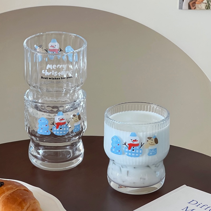 Cartoon single-layer couple gifts: puppy glass cup, creative juice cup, milk cup, coffee cup, breakfast snowman cup full figure