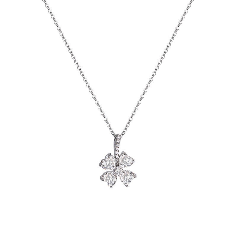 Micro-inlaid zircon flower titanium steel necklace for women, trendy and niche design sense, light luxury pendant, versatile collarbone chain wholesale Item Picture