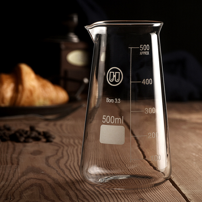 Amazon glass coffee pot, iced Americano coffee utensils, brewing pot, hand-brewed coffee sharing pot, conical measuring cup details Picture
