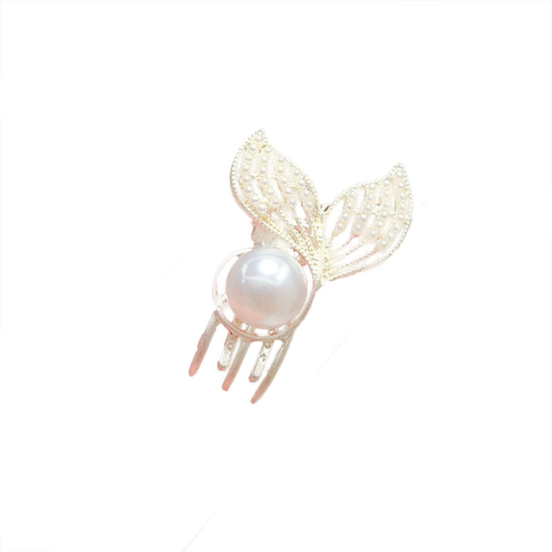 New beauty fishtail hair clip accessory with a high-end feel, pearl bangs clip, women's side clip, duckbill clip hair clip accessory Item Picture