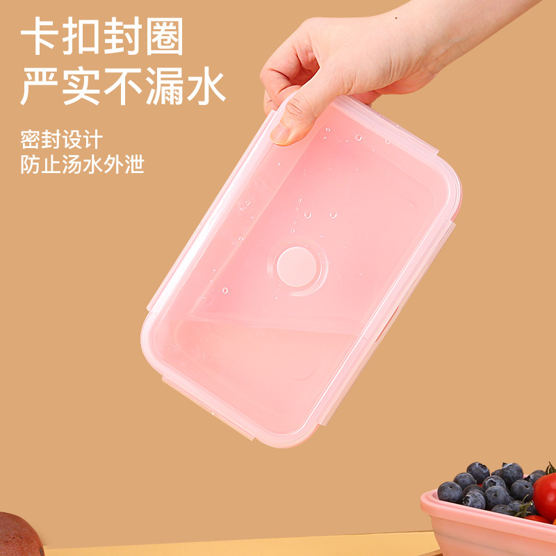 Creative food-grade silicone folding lunch box, microwave and refrigerator preservation box, plate, portable lunch box Specification drawing